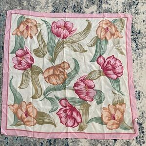 Adrienne Vittadini vintage Pink and White silk scarf